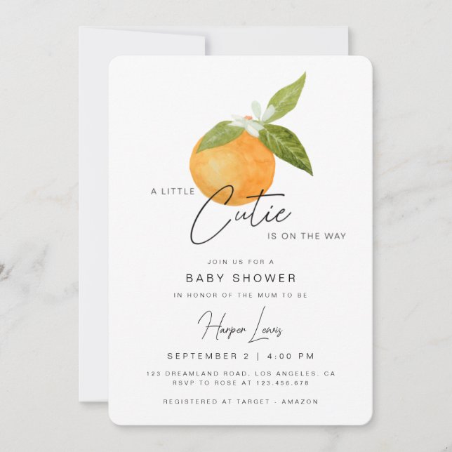 Un petit Baby shower Cutie Oranges Invitation (Devant)