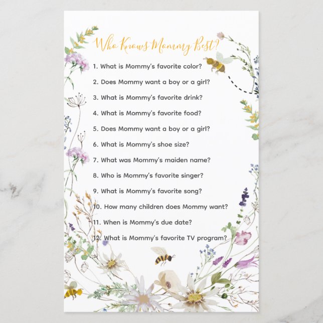 Un Petit Baby shower D'Abeille De Miel Qui Connaît (Devant)