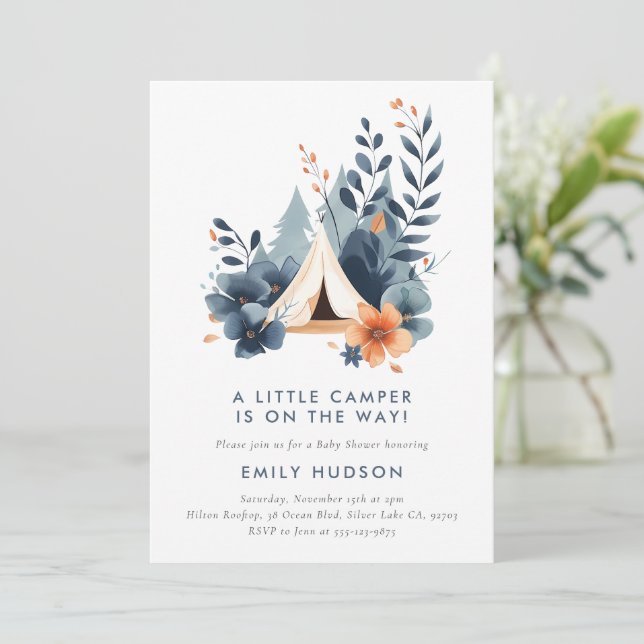 Un Petit Baby shower De Camper Forest Invitation (Debout devant)