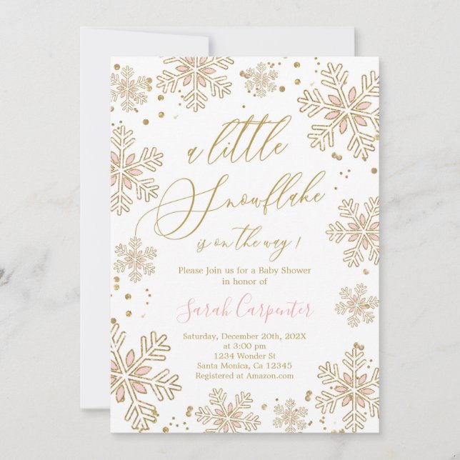 Un petit baby shower de flocon de neige Invitation (Devant)