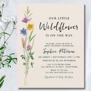 Un Petit Baby shower Fleur sauvage Invitation Budg