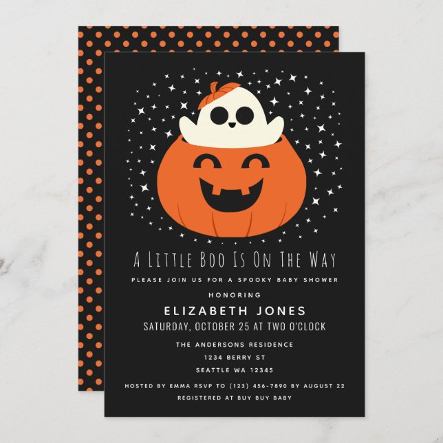 Un petit Boo Halloween Baby shower Invitation (Devant / Derrière)