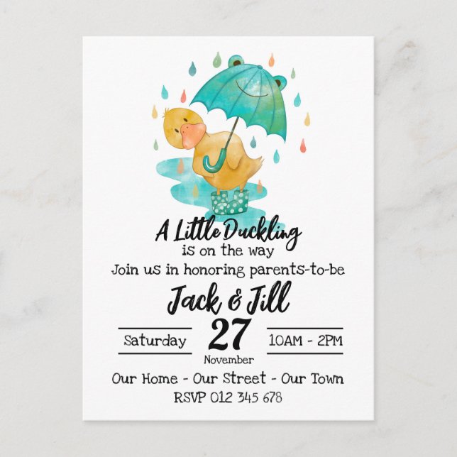 Un petit canard est sur la Voie Postcar Invitation (Devant)