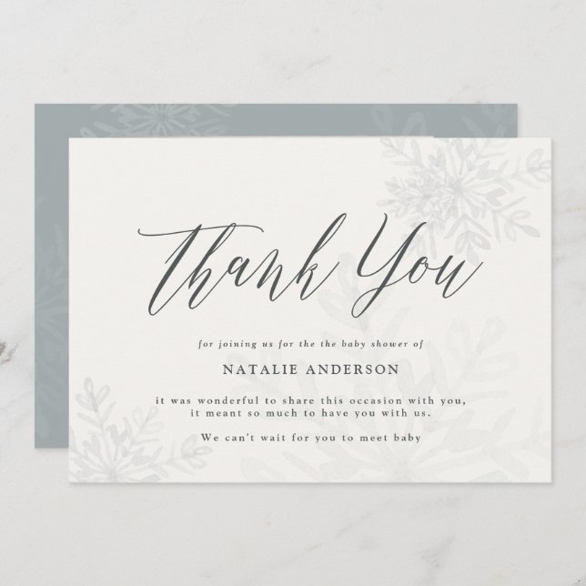 Un petit carte de remerciements de baby shower à f (Devant / Derrière)