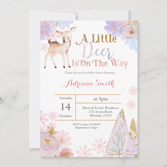 Un petit cerf est en chemin baby shower invitation (Devant)