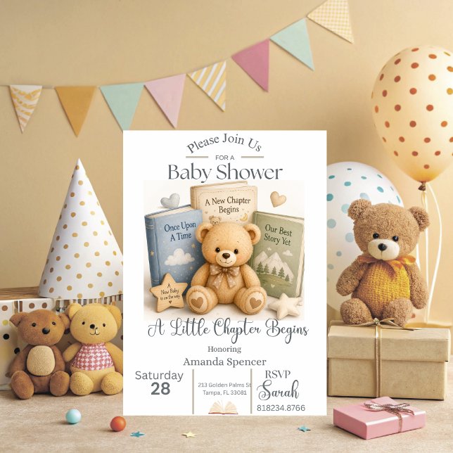 Un petit chapitre commence | Invitation à une baby (A New Chapter Begins Baby Shower Invitation)