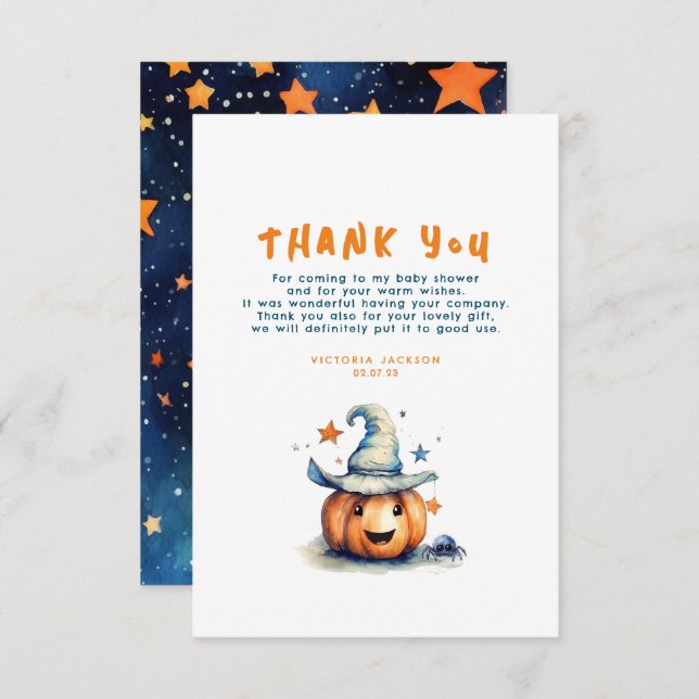 Un petit Citrouille de Boo mignon Merci Halloween (Devant / Derrière)