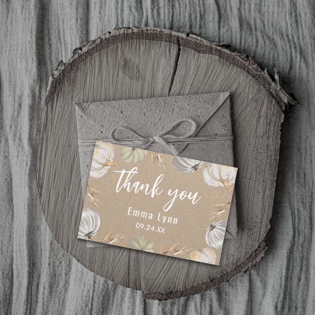 Un Petit Citrouille Kraft Invitation Baby shower A (#zazzlemade #pumpkinspice #thankyou #fall)