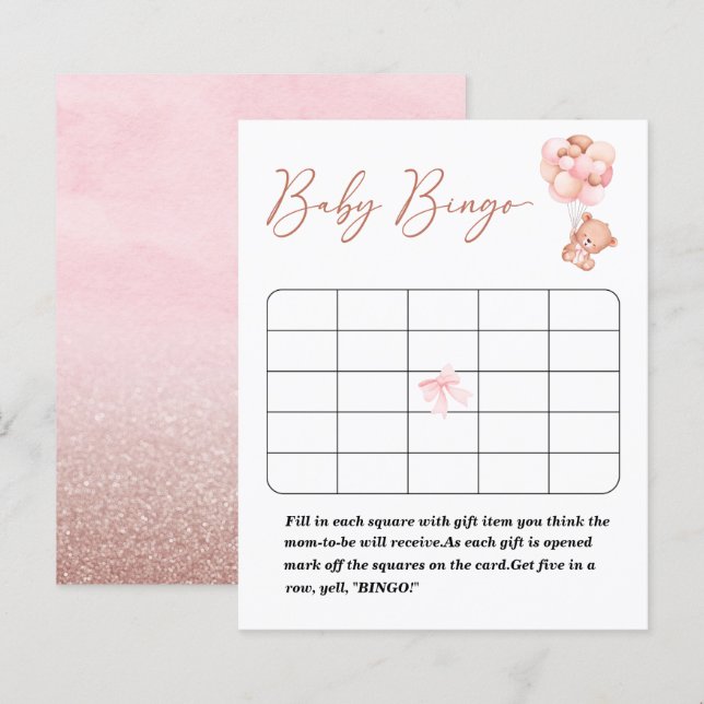 Un petit jeu de bingo pour bébé ours guindé (Devant / Derrière)