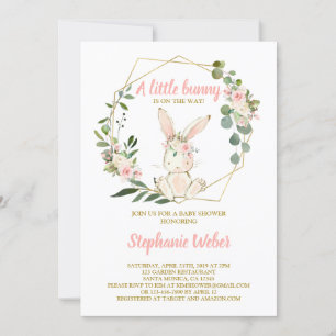 Un petit lapin baby shower fille Invitation