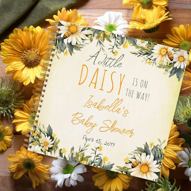 Un petit livre d'hôtes de Baby shower floral un pe ("A Little Daisy Is On The Way!" Daisies Floral Theme Girl Baby Shower Guest Book Notebook)