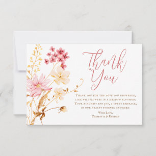 Un Petit Merci De Baby shower Boho Fleur sauvage