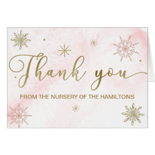 Un petit Merci de Baby shower rose Snowflake