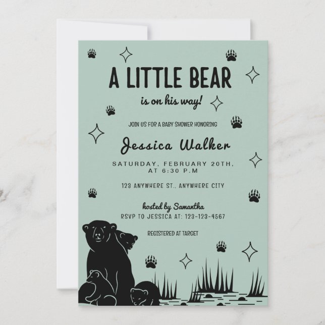 Un Petit Ours Est En Chemin Baby shower Invitation (Devant)