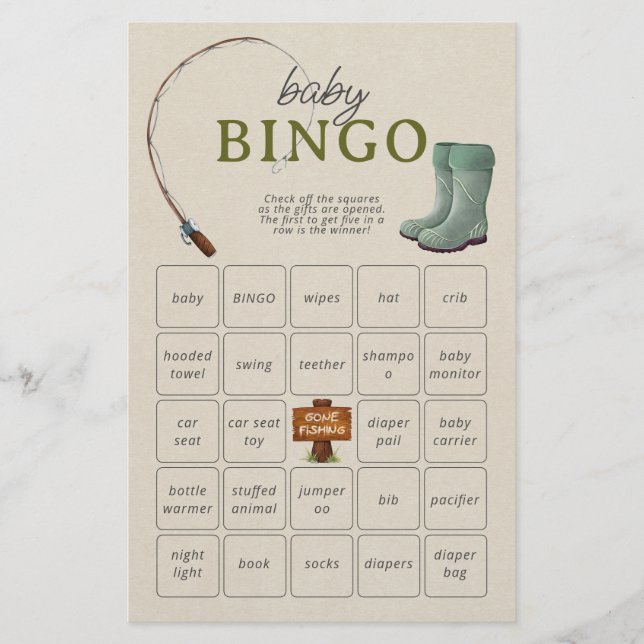 Un Petit Pêcheur Bingo Jeu De Douche Script Bingo (Devant)