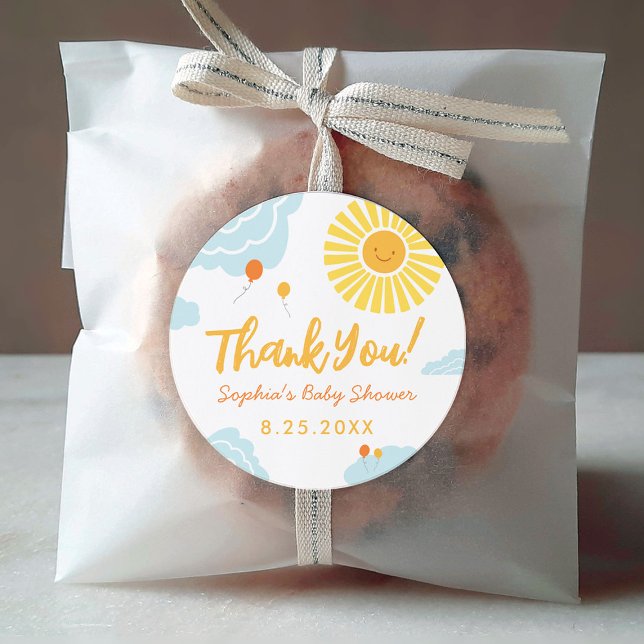 Un petit rayon de soleil Sticker rond Baby shower (Créateur téléchargé)