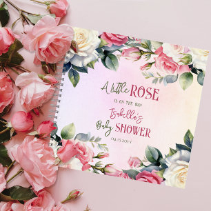 Un Petit Rose Floral Girl Baby shower Livre d'invi