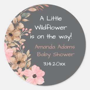 Un Petit Stickers Baby shower Fleur sauvage Rose G