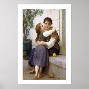 Un peu de cajolerie 1890, Affiche de Bouguereau