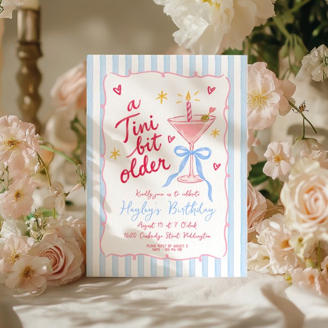 Un peu plus âgée Invitation d'anniversaire Martini (Créateur téléchargé)