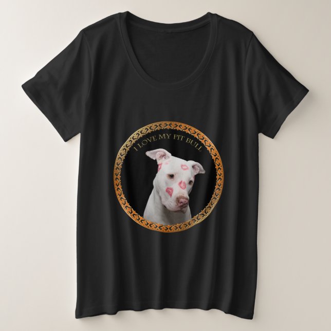 Un pitbull blanc avec des baisers rouges partout s (Design devant)