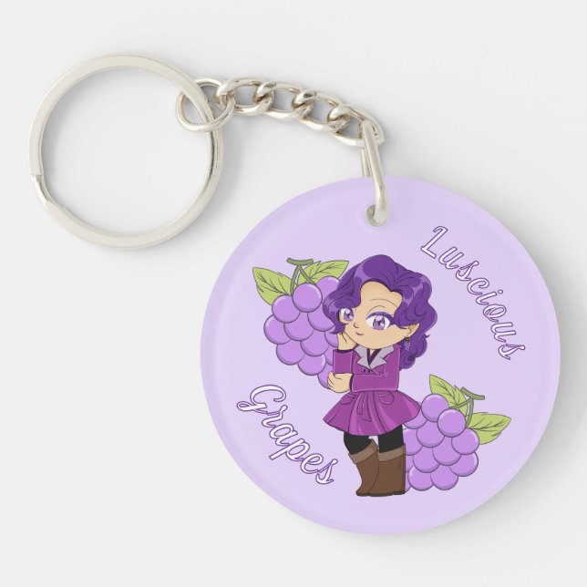 Un porte-clés personnalisé avec un chibi de raisin (Devant)