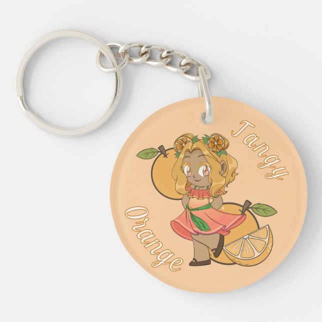 Un porte-clés personnalisé avec un chibi orange mi (Devant)