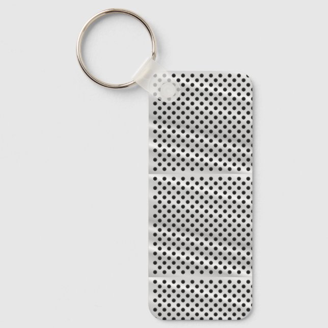 Un porte-clés rectangulaire avec un anneau métalli (Recto)