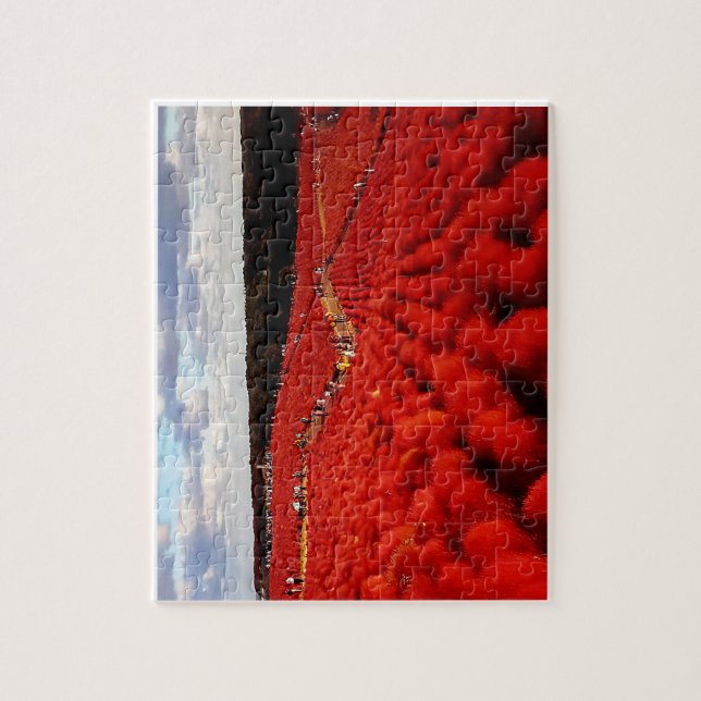 Un puzzle de la colline de kochia teint en rouge (Vertical)