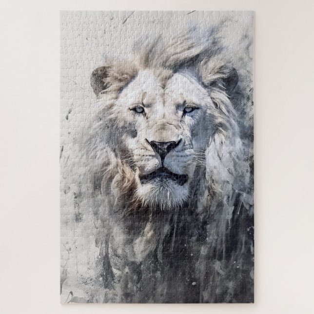 Un puzzle de lion blanc (Vertical)