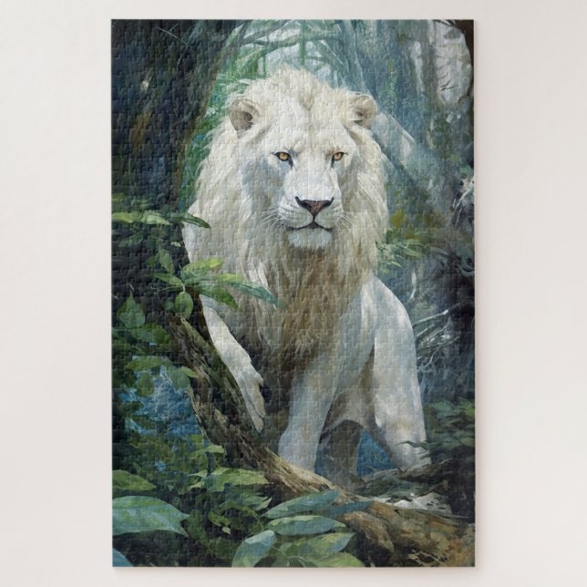 Un puzzle de lion blanc (Vertical)