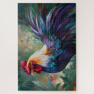 Un Puzzle De Peinture De Coq Enchantant