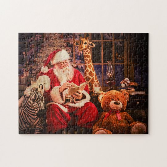 Un puzzle, le père noël avec Aninals bourré Puzzle