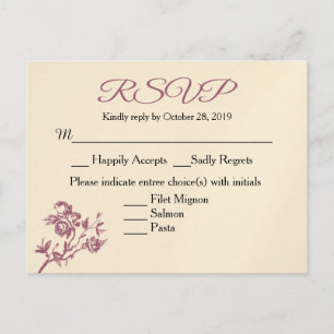 Un régal rose ! Carte postale Réponse RSVP de Bour