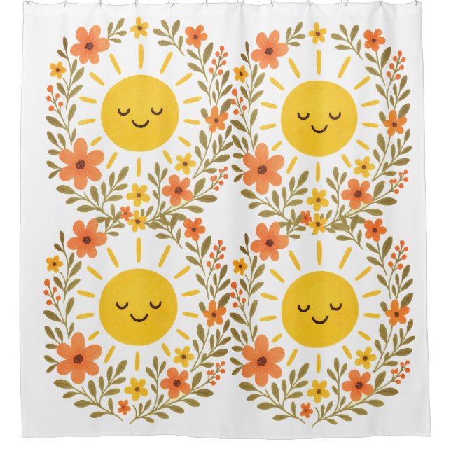 un rideau de douche à cadre floral (Devant)