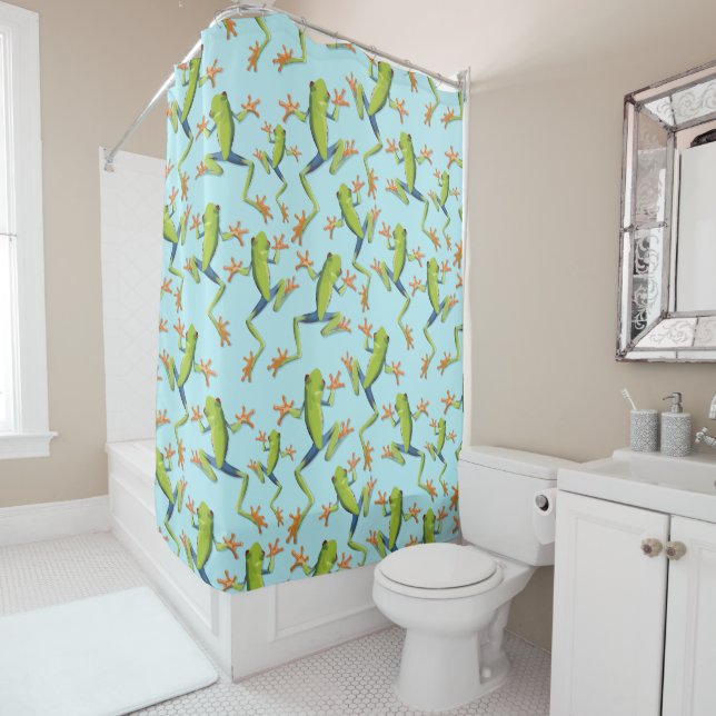 Un rideau de douche design Motif à grenouille à ar (En situation)
