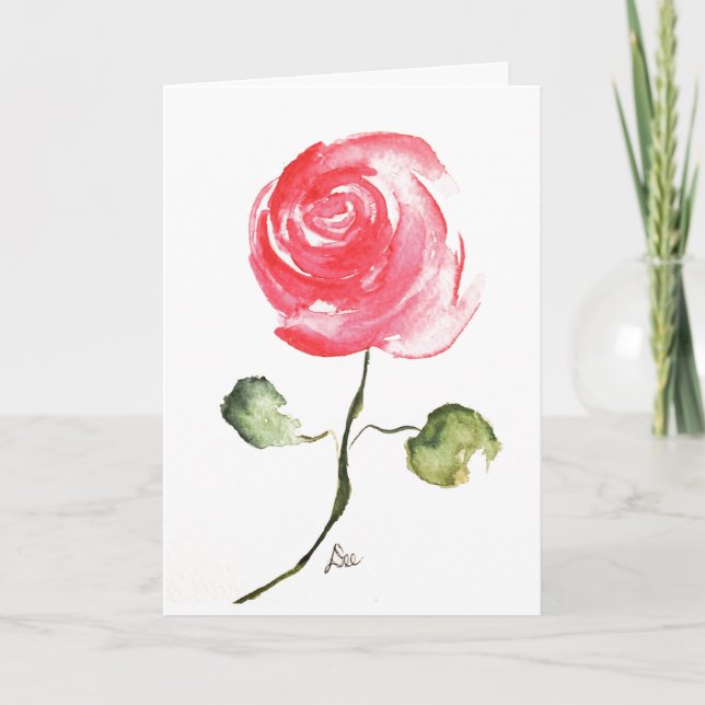 Un Rose simple, carte d'anniversaire (Devant)