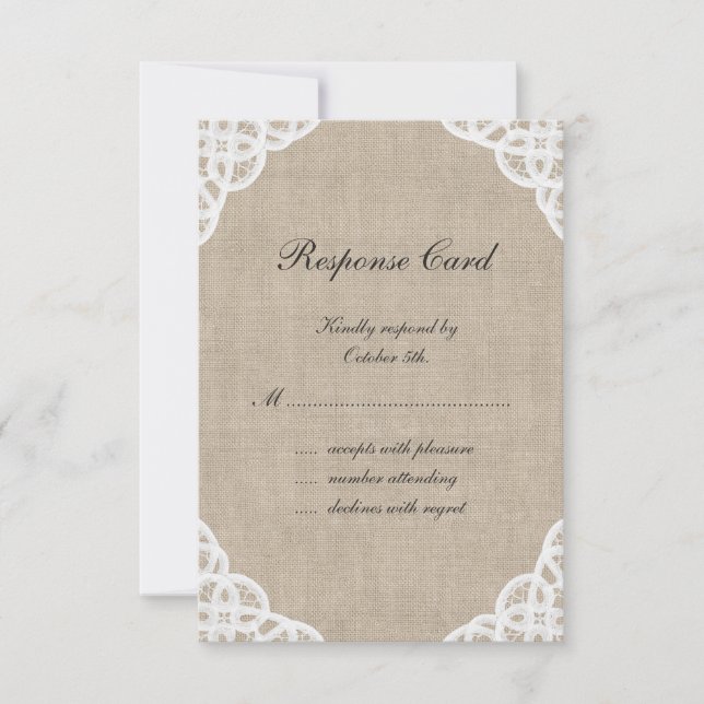 Un RSVP Russe en dentelle et en burlap (Devant)