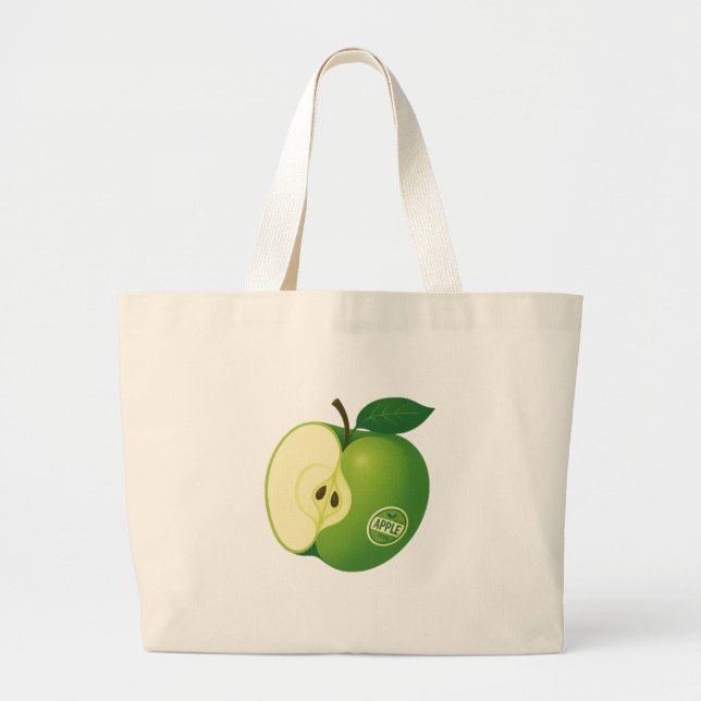 Un sac avec l'image d'une pomme verte (Devant)