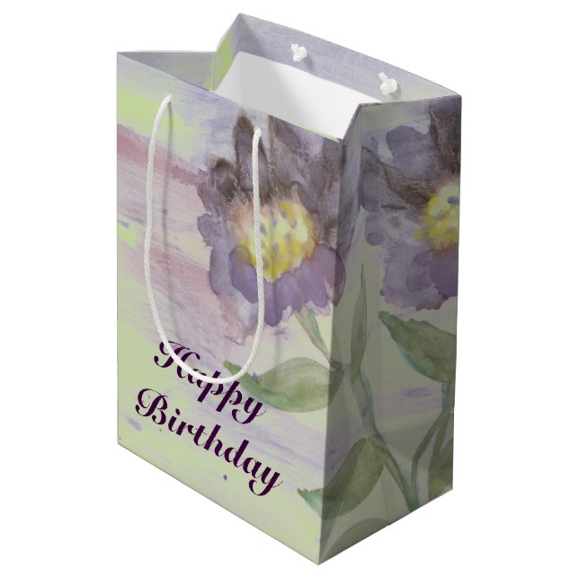 Un sac cadeau d'aquarelle violet foncé moyen (Dos Angle)