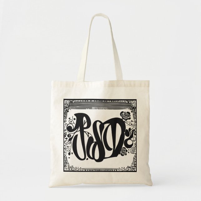 Un sac fourre-tout avec des polices noires (Devant)