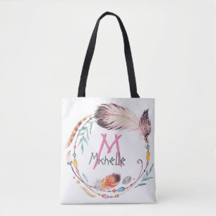 Un Sac fourre-tout Boho Monogramme Personnalisable