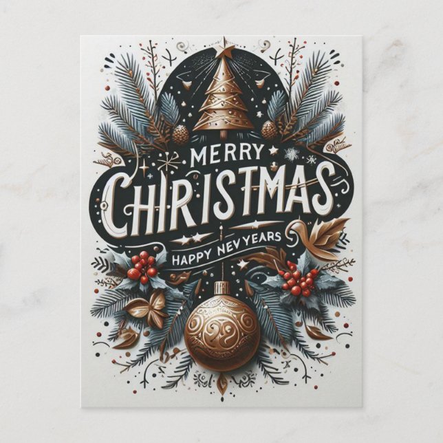 Un salut festif : Joyeux message Carte de Noël (Devant)