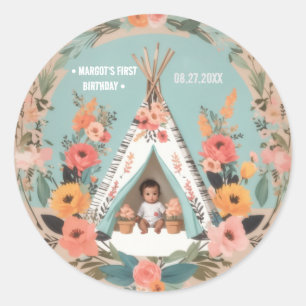 Un sauvage   Stickers Floral Teepee d'anniversaire