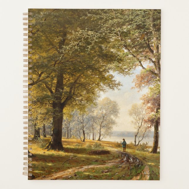 Un sentier forestier avec randonneur en automne (Devant)
