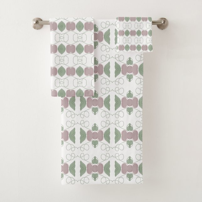 Un Serviette Dans Un Rose Floral Foncé Et Vert (En situation)