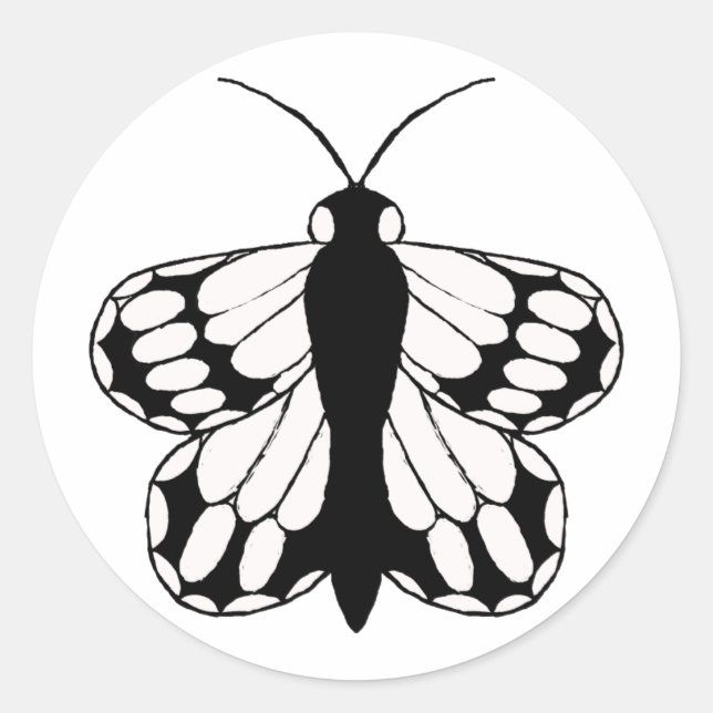 Un simple autocollant de papillon noir-n-blanc. (Devant)