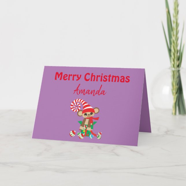 Un singe de safari de carte de Noël amusant  (Devant)