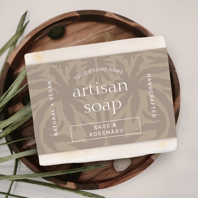 Un Soap Bar Neutre Et Beige Moderne Enveloppé Auto (Trendy neutral beige soap bar bellyband template with elegant serif fonts and modern layout)