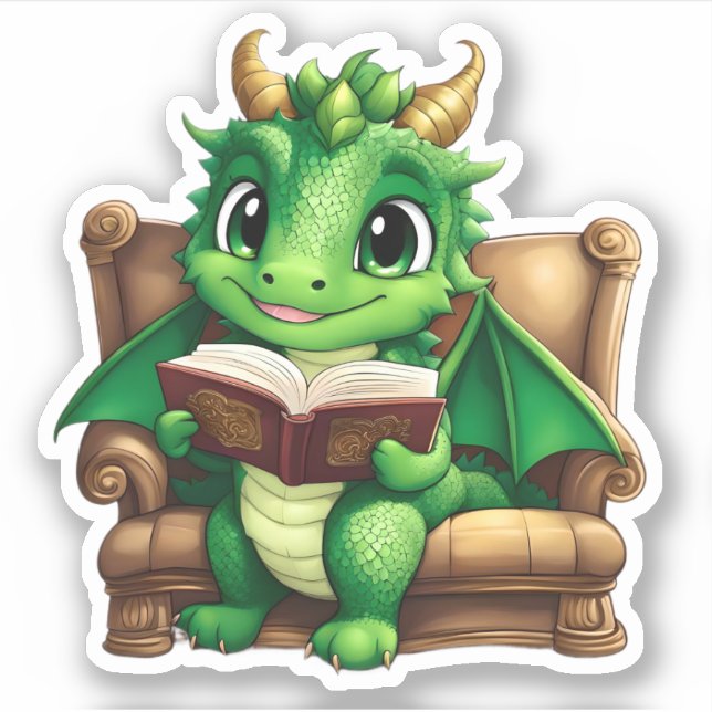 Un Sticker De Lecture Dragon Vert (Devant)
